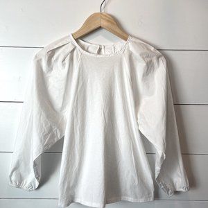 NWOT Cottagecore A New Day Black Top with Balloon Sleeves Off White Extra Small